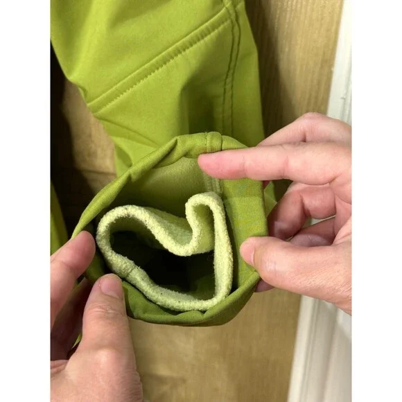 Athleta Womens Coat Jacket Small Lime Green Full Double Zip Hooded Snowflake - Picture 7 of 10